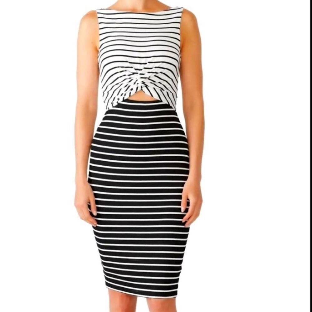 Anthropologie Bailey 44 Black and White Striped Midi Dress